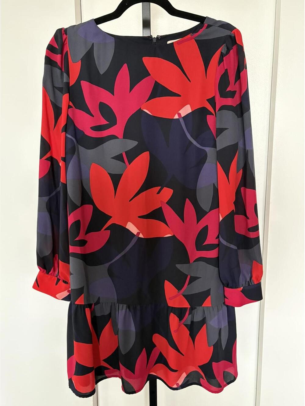LOFT Floral Print Long Sleeve Dress Medium